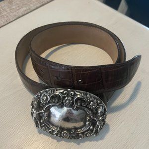 Vintage Brighton Cherub 38209 Brown Croc Embossed Leather Belt